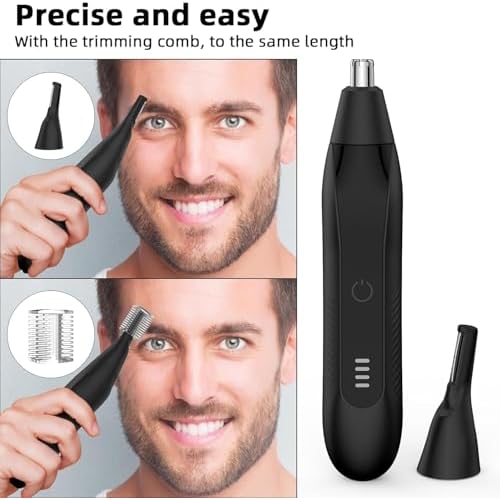 Ear and Nose Hair Trimmer for Men Women, Eyebrow and Facial Hair Trimmer with Powerful Motor and Dual-Edge Blades Rechargeable Painless