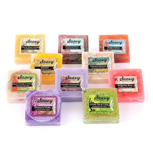 Saavy Naturals Mini Square-Shaped Plant-Based Hydrating & Purifying Soap Set – 10 Pack