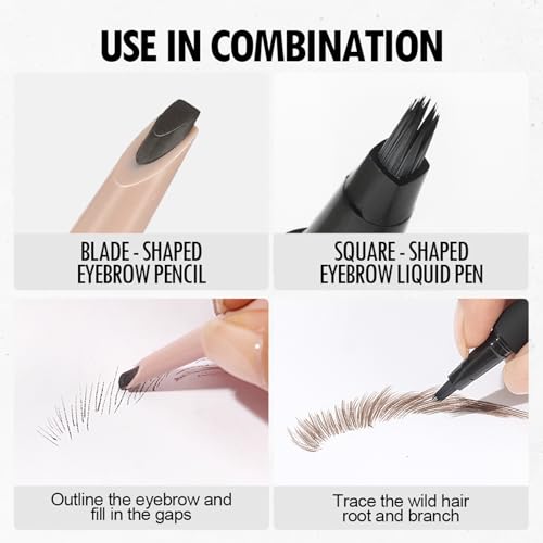 Lezauesy Waterproof Eyebrow Pencil Set - Long-Lasting Natural Brow Pen (2 Pcs)