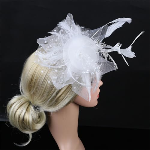 C01-White Flapper Headband - Elegant 1920s Headpiece for Tea Parties