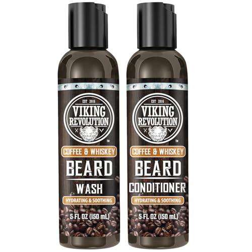 Viking Revolution Beard Wash & Conditioner Set - Coffee Whiskey 5 oz Pack of 2