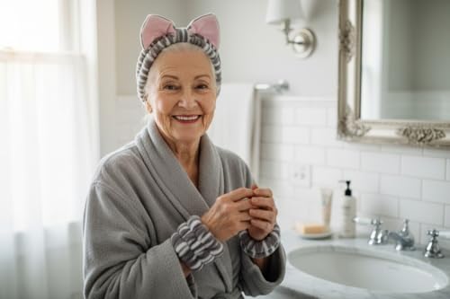 Orange 3-Pack Cat Ears Spa Headbands for Face Washing - One Size