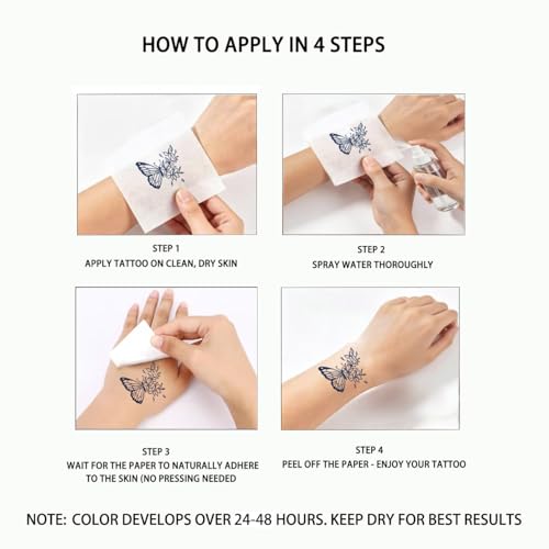 Gothic 12 Pcs Jagua Temporary Tattoo Stickers - Waterproof & Realistic