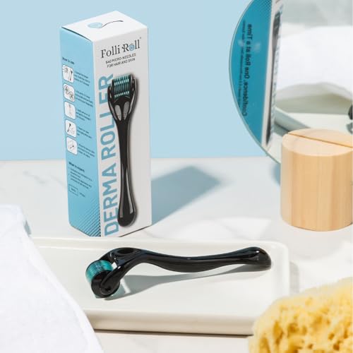 FolliRoll Derma Roller with 540 Titanium Microneedles for Hair & Skin