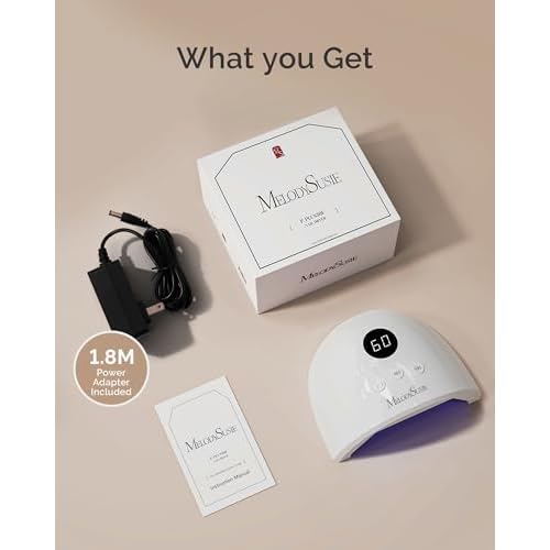 MelodySusie Compact Advanced UV LED Nail Lamp, P-Plus30F Nail Dryer with 3 Timers & Smart Sensor Cures All Gels, Especially Rhinestone Glue, Solid & Liner Gel Polishes for Advanced DIY at Home-White