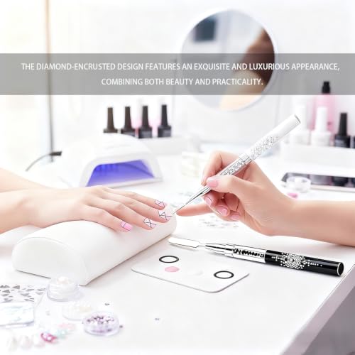 Nail Art Brush Set with Palette - 3PCS Double-Ended Gel Brushes