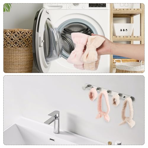 Microfiber Spa Headband and Wristband Set for Face Washing - 6pcs