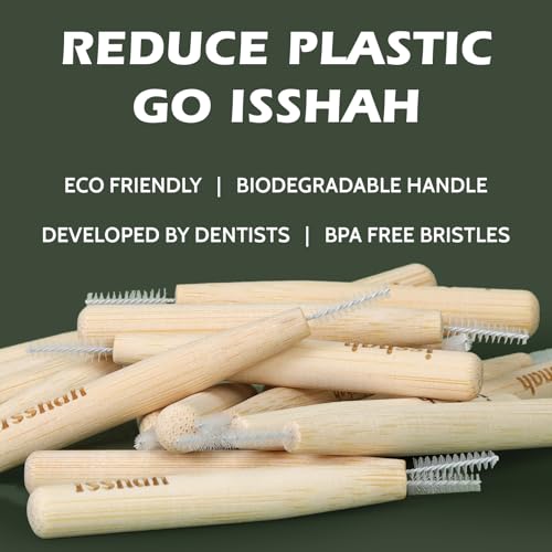 Isshah Bamboo Interdental Brushes - 40 Count Size 0 for Small Gaps