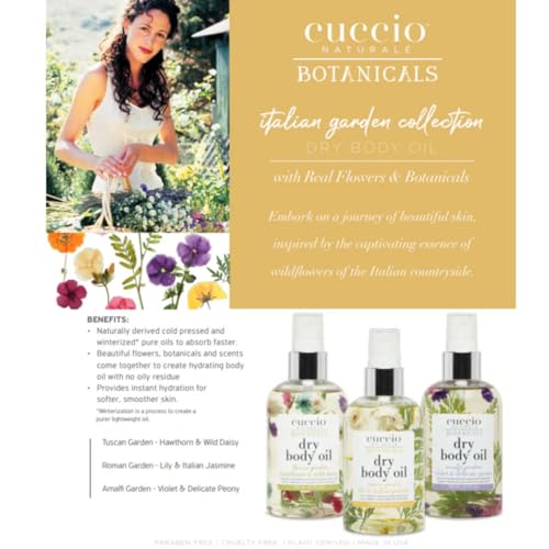 Cuccio Dry Body Oil - Violet & Delicate Peony, 3.7 Fl Oz - Lightweight Moisturizer