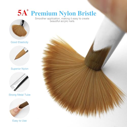 Professional Acrylic Nail Brush Set - 3pcs, Sizes 8/12/14