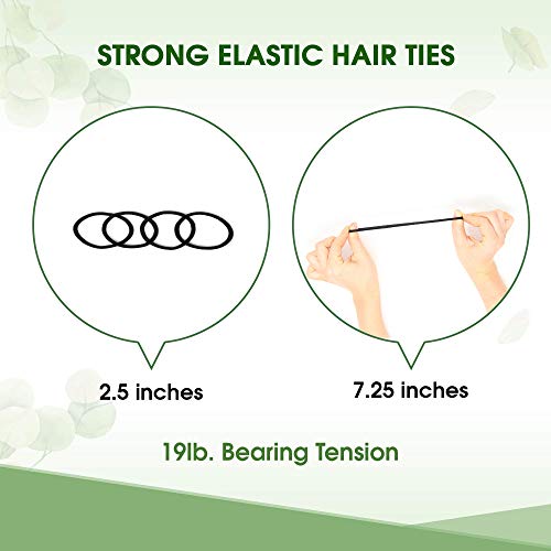 Black Biodegradable Elastic Hair Ties for Women & Men - No Crease Ponytail Holders, 27 Count