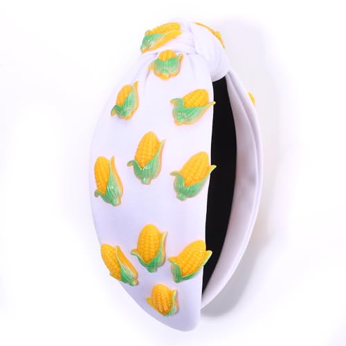 Corn Print Knotted Headband for Women & Girls - Tropical Summer Hair Accessory