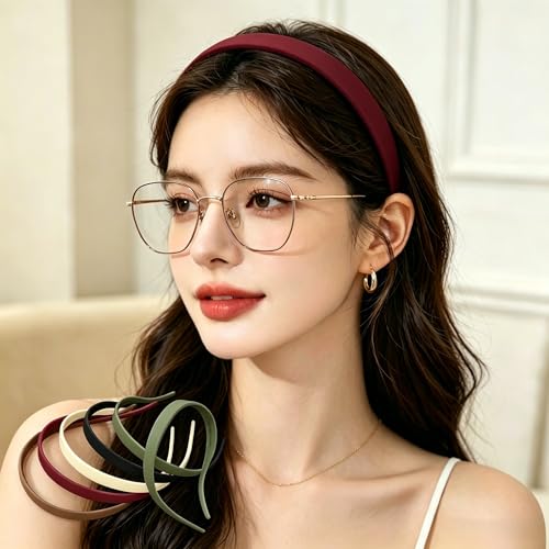 Matte Plastic U-Shaped Hair Headbands for Women - Non-Slip, 5 Pack