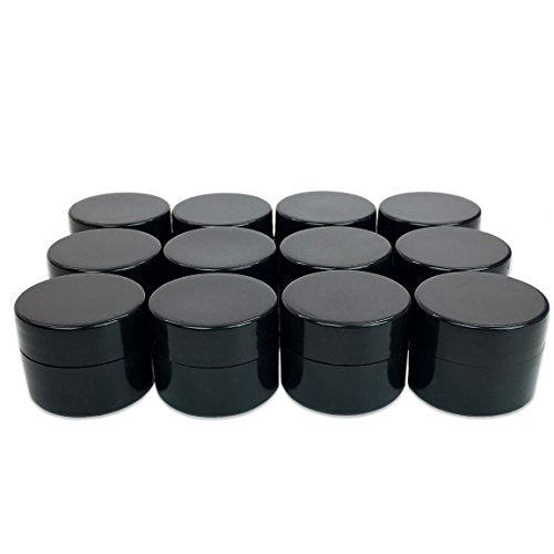Beauticom 36 Black Plastic Jars with Foam Lined Lid - 7g/7ml