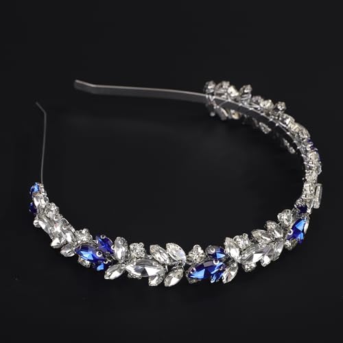 Elegant Blue and Silver Rhinestone Headband for Weddings