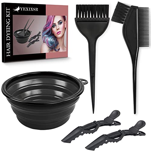 Yexixsr 5Pcs Hair Coloring Kit with Dye Brushes, Bowl, Clips - Pack of 2
