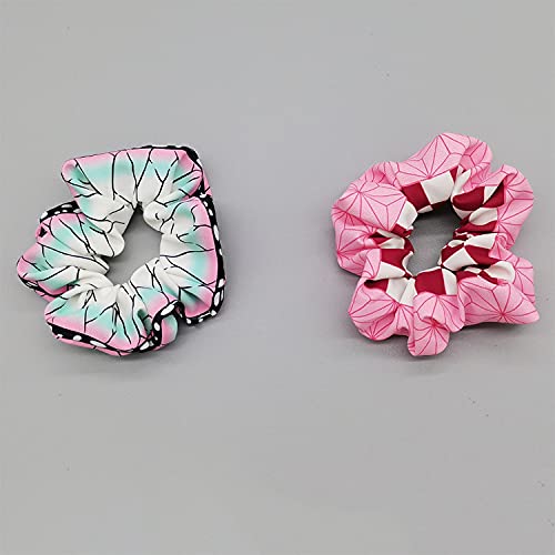 Anime Hair Scrunchies - 4 Pcs Elastic Ponytail Holders for Cosplay