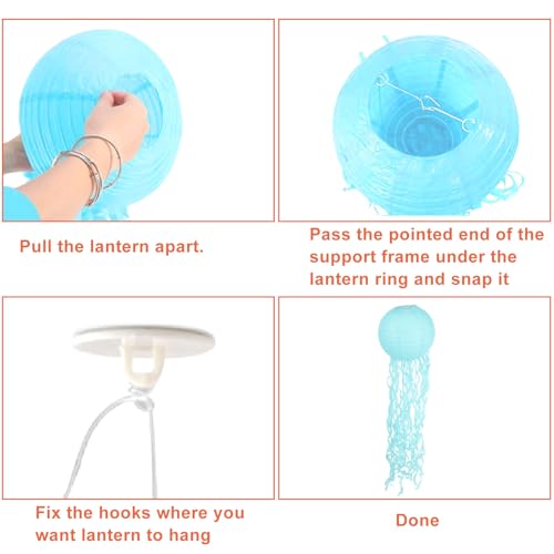 Hitefu Jellyfish Paper Lanterns - 6 Pack Ocean Theme Decor