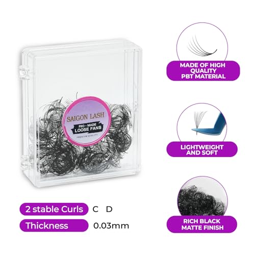 SAIGON LASH 10D Premade Loose Fans Lash Extensions - Black C Curl 16mm