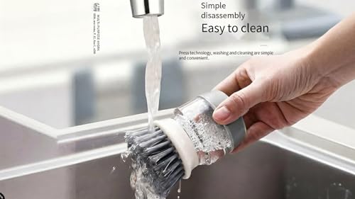 Soap Dispensing Dish Brush with Holder – Ergonomic Kitchen Scrubber
