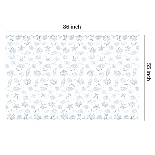 Coastal Seashell Tablecloths - 3 Pack, 55x86in Disposable for Beach Parties