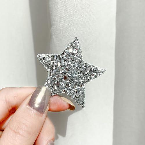 12pcs Patriotic Glitter Star Hair Clips for 4th of July