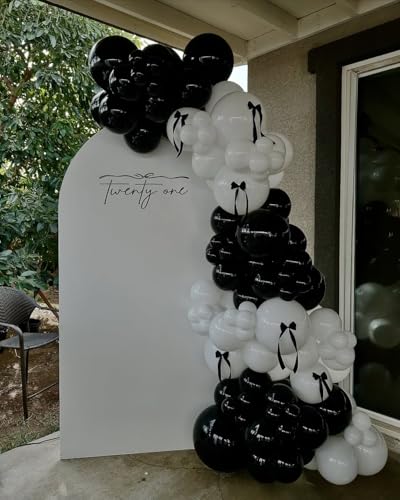 Black Bow Balloon Arch Kit - 206 Pieces for Elegant Parties
