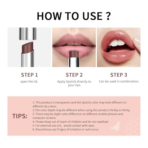 BAISEN DIARY Honey Lipstick Tinted Lip Balm - Hydrating Sheer Color