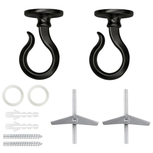 Heavy Duty Ceiling Hooks for Lanterns & Lights - Black, 2 pcs