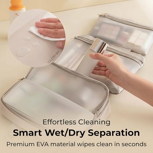 Hanging Toiletry Bag 3-Tier PU Leather Waterproof Travel Organizer