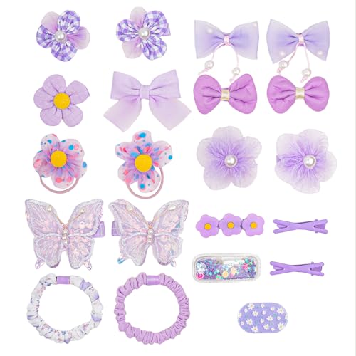 26pcs Purple Flower Hair Clips Set for Girls - No Slip Barrettes