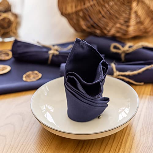 Navy Blue Cloth Napkins Set of 12 - 17x17 Inch Polyester Dinner Napkins