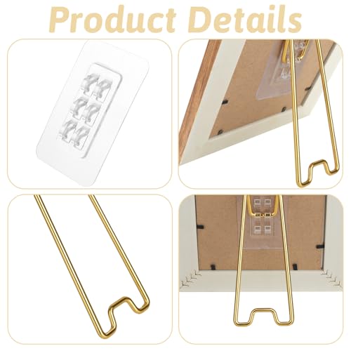 Adjustable Picture Frame Stands Set - 6 Gold Holders in 2 Sizes