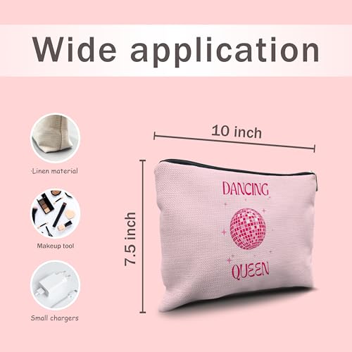 Dancing Queen Hot Pink Makeup Bag - Linen Cosmetic Organizer