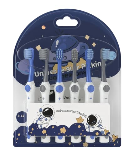 D & K Exclusives Kids Astronaut Toothbrush 6-Pack, Soft Bristles