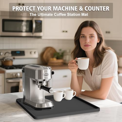Anti-Vibration Silicone Coffee Mat 16"x16" - Noise Reduction Under Espresso Machine