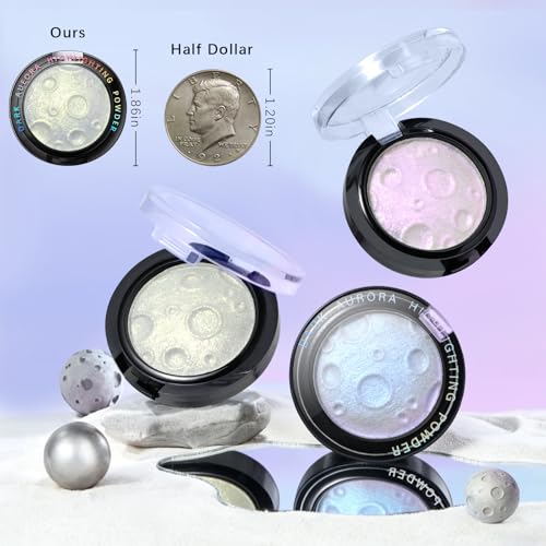 Noerrors Blue Chameleon Holographic Highlighter & Eyeshadow Palette, Multichrome Eye Makeup