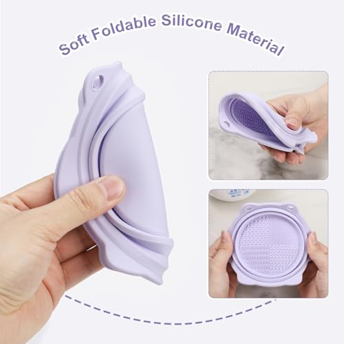 Foldable Silicone Makeup Brush Cleaner Bowl - Portable Tool for Brushes & Sponges