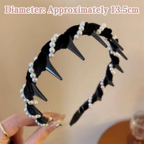 Vintage Pearl Hairband for Women Girls Wedding Party Daily Wear with Teeth