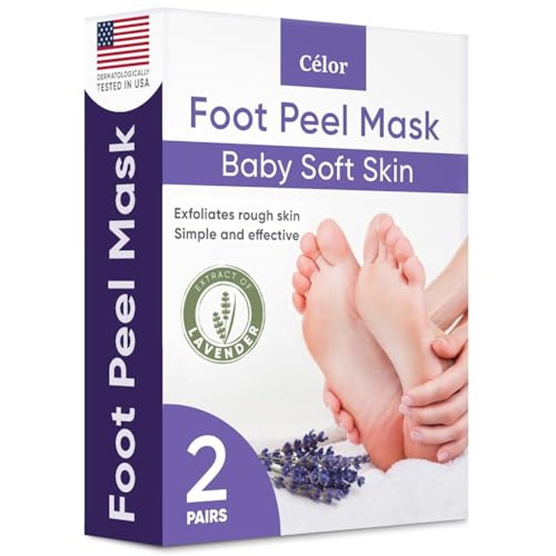 C?LOR Foot Peeling Mask for Dry Cracked Feet | Foot Mask to Exfoliate Rough, Cracked, Dry Feet, Calluses for Soft Baby Feet Results | Made with Aloe Vera Extract for Women & Men (2 Pairs) | Lavender