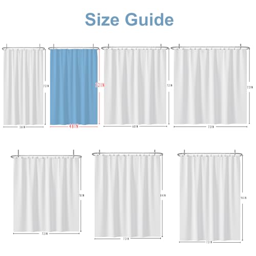 Navy Blue Striped Shower Curtain Set with Hooks - 48x72 in
