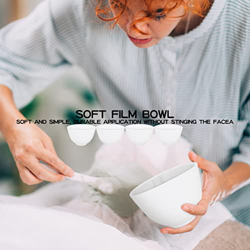 FERCAISH White DIY Face Mask Mixing Bowl Set - Microwavable Silicone Facial Mask Bowls for Home & Salon, 4-Pack