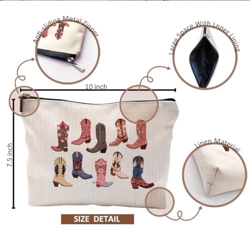Western Cowgirl Makeup Bag - Boho Western Cowboy Boots Cosmetic Organizer - 11-west-makeup bag