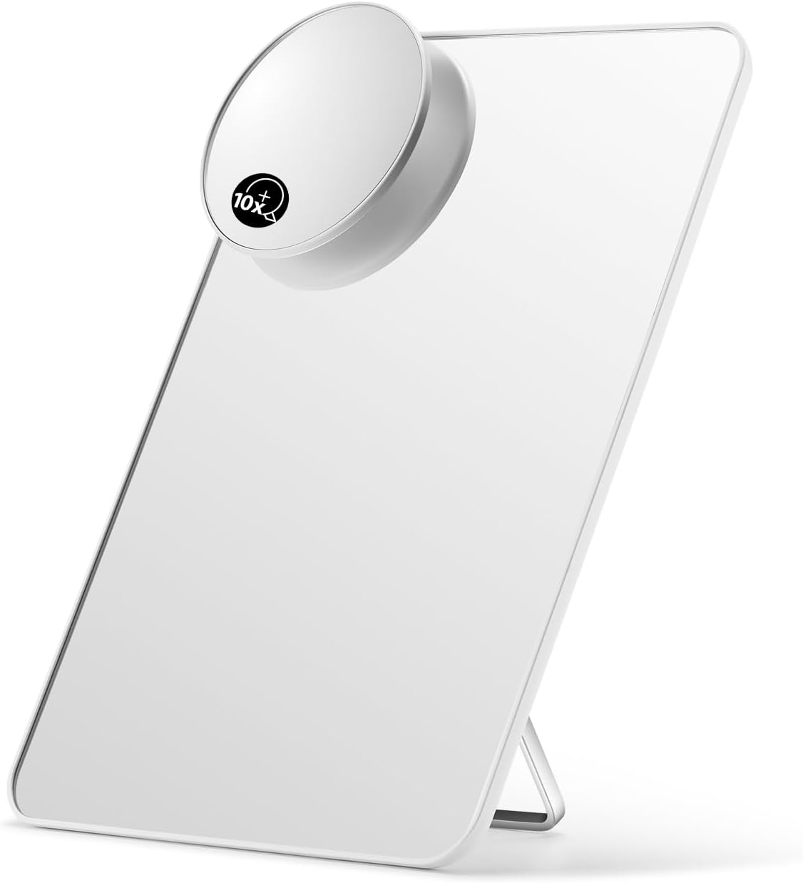 Omiro Makeup Mirror - 10X Magnifying Travel Mirror with Foldable Stand | 8 x 5 Inches, White