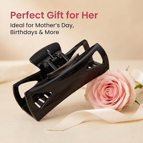 Morhom Black Hair Claw Clips for Strong Hold Non-Slip Thin & Thick Hair