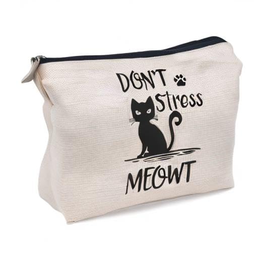 Lacosu Cat Don’t Stress Meowt Makeup Bag - Black Cat Zipper Pouch, Variation: Cat-C