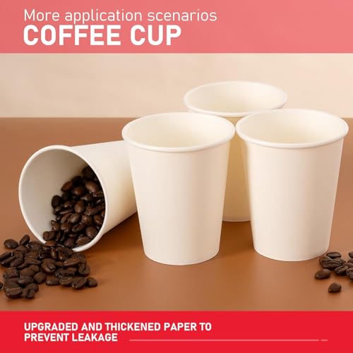 100 Pack 8 oz Disposable Paper Coffee Cups - Hot/Cold Beverage Use