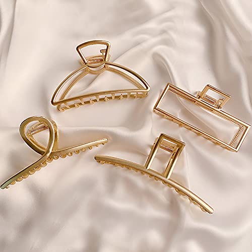 AIBEE Metallic Large Hair Claw Clips - 4 Pack Non-Slip Heavy Duty Hairpins for Thick and Thin Hair, Fashionable Hair Accessories