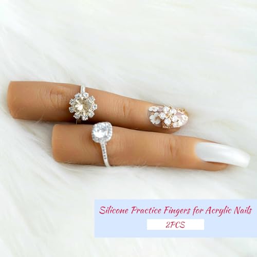 Deciniee 2Pcs Silicone Practice Fingers for Acrylic Nails No.3 - Beginner Nail Art Tools (2Pcs Finger Color 3)