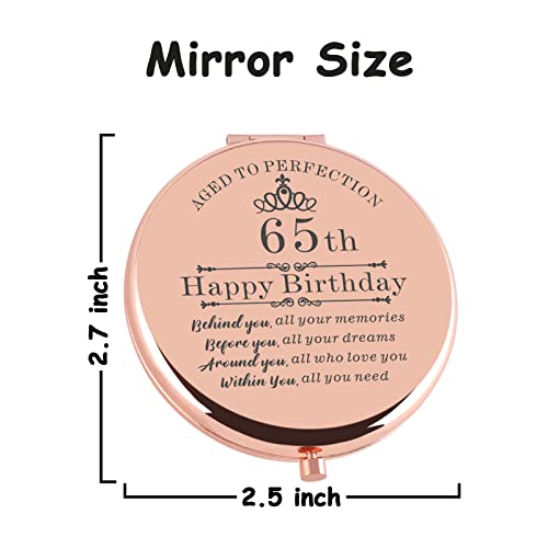 65th Birthday Gift for Women - Rose Gold Compact Makeup Mirror